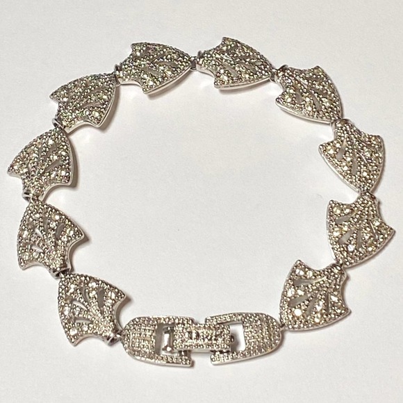 Christian Dior Silver Crystal Rhinestone Logo Filigree ICY BLING Chain Bracelet - Picture 12 of 12